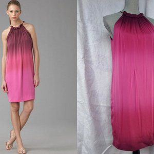NWOT $325 Vince Shirred Shift Dress Halter Slip Ombre Pink Silk Mini S
